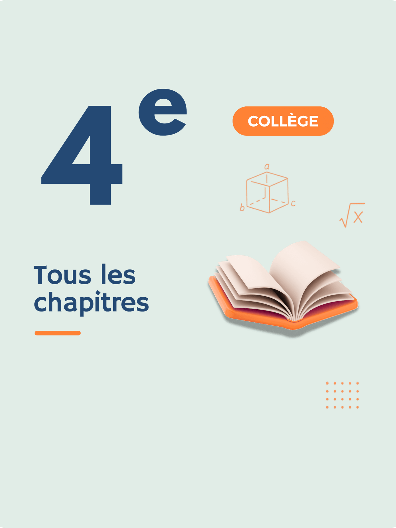 Couverture d'un livre pour le collège avec le titre '4e Tous les chapitres'