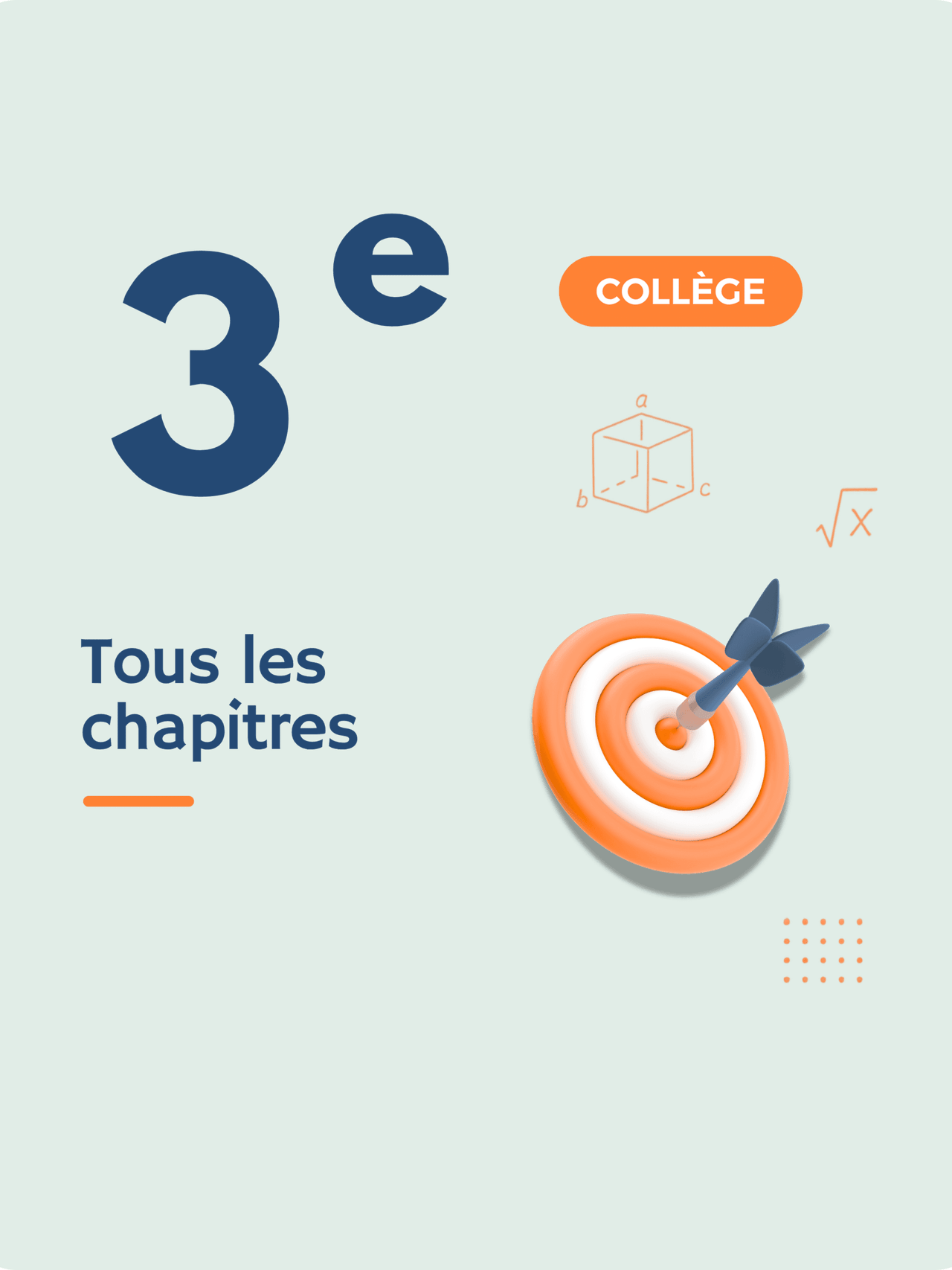Cible avec des éléments graphiques et le texte '3e COLLEGE Tous les chapitres'