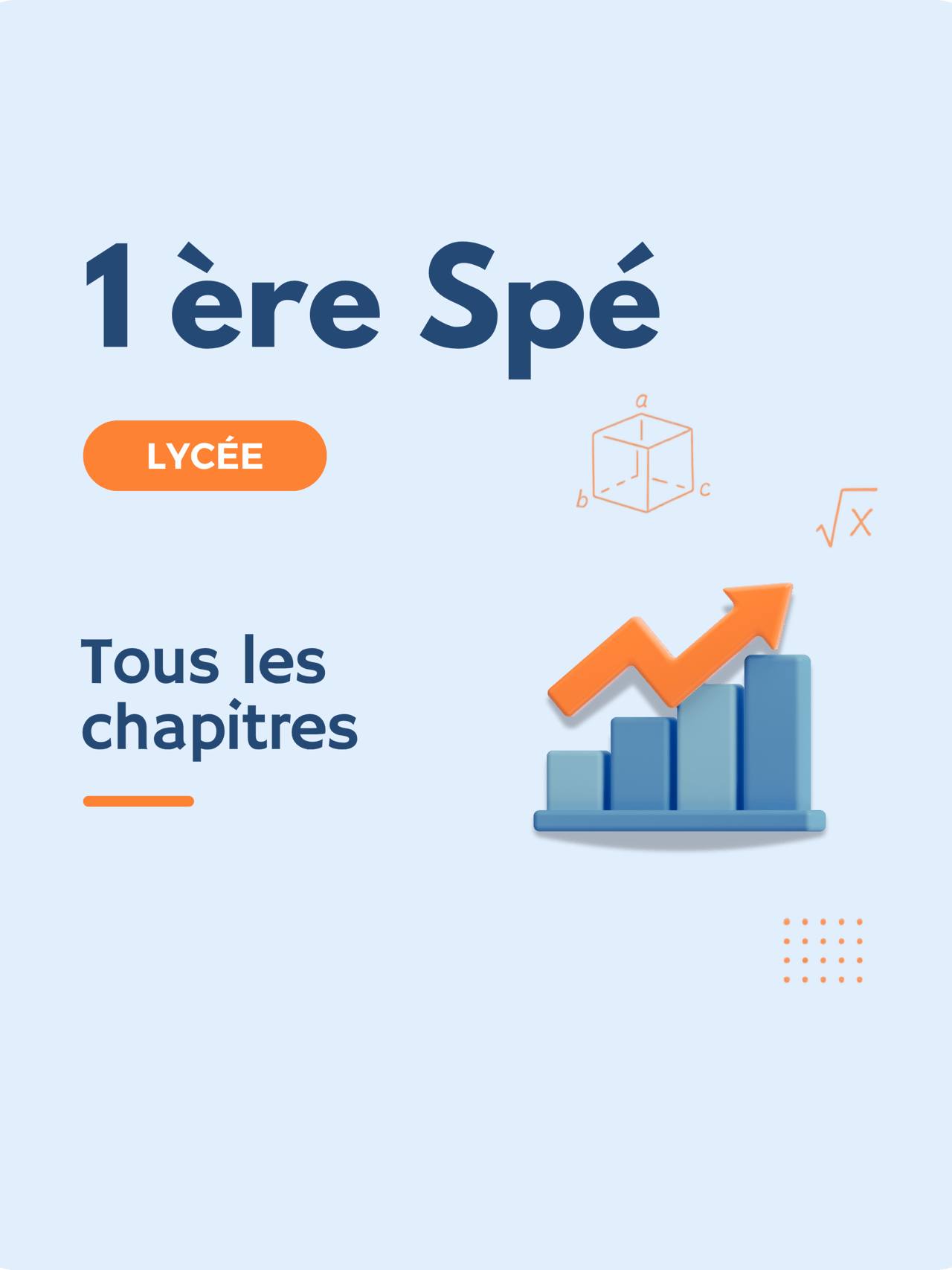 Couverture d'un document éducatif sur les chapitres de 1ère spécialité.