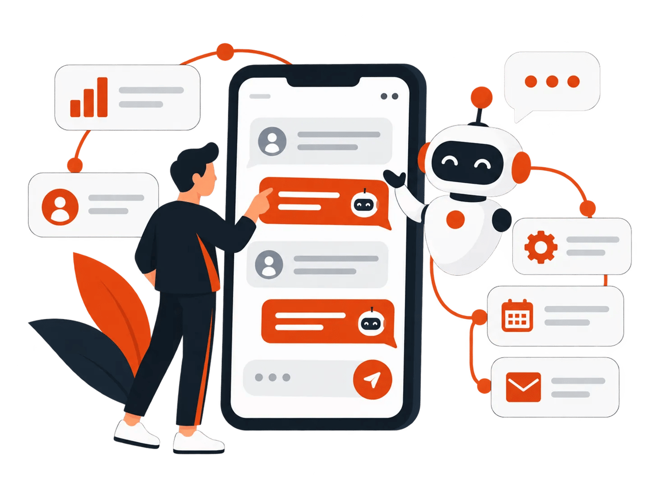 A person interacting with a chatbot on a smartphone.