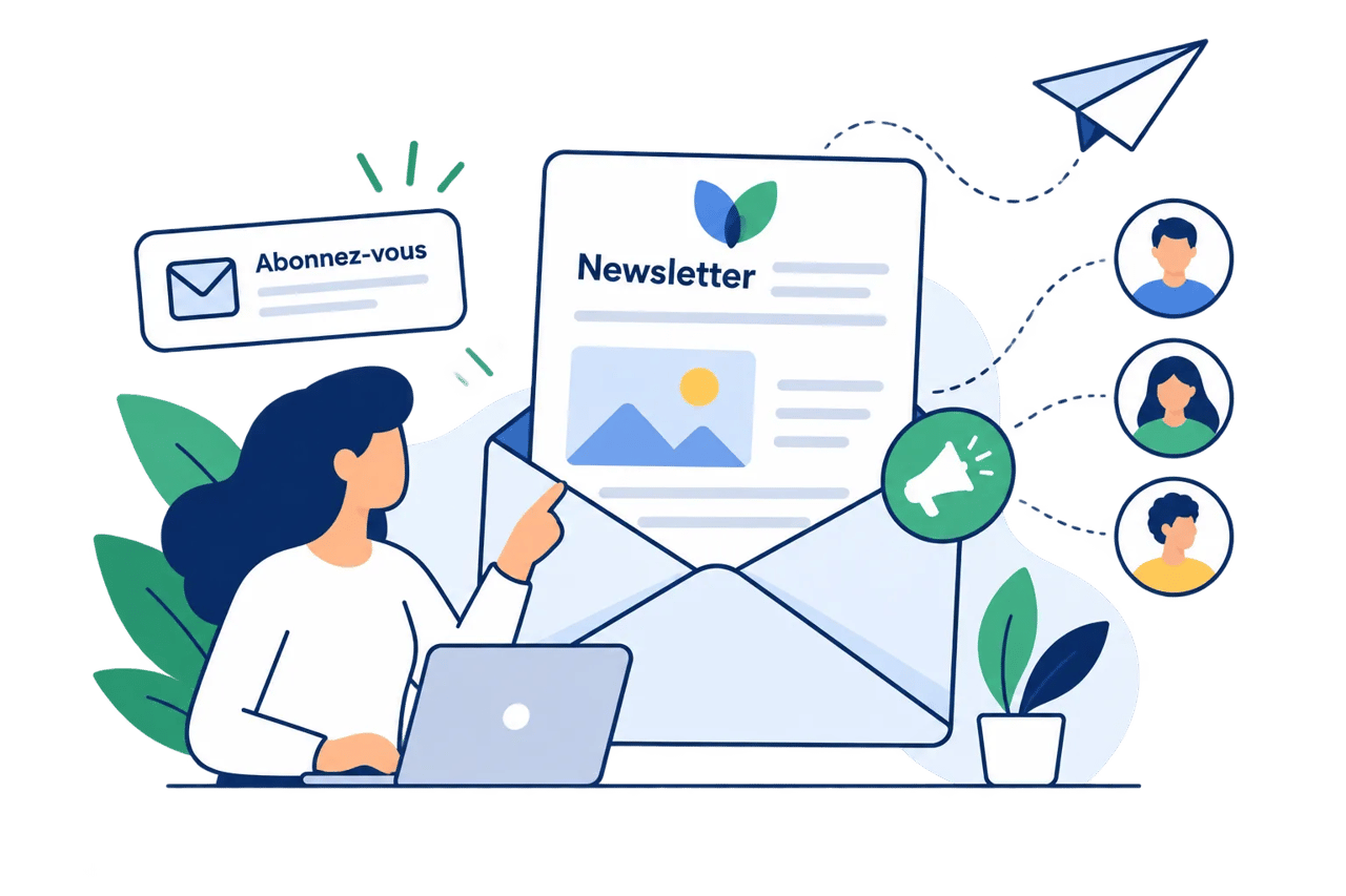 Femme utilisant un ordinateur pour s'abonner à une newsletter