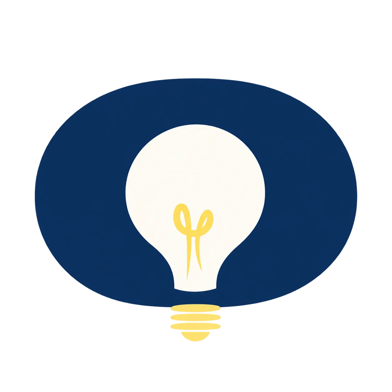 Logo stylisé représentant une ampoule sur fond bleu