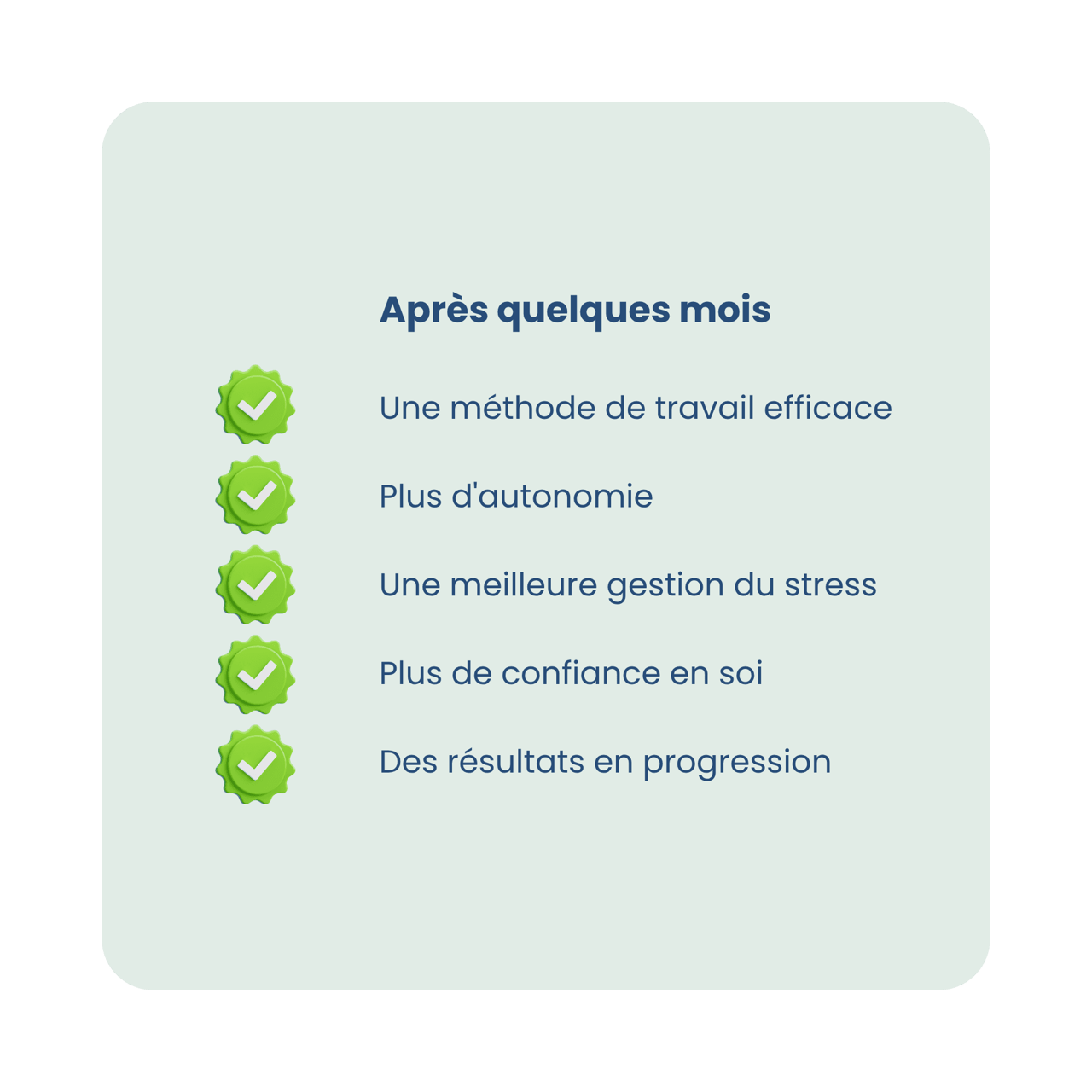 Liste des bénéfices après quelques mois de travail.
