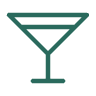 Stylized cocktail glass icon in green