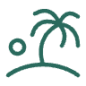 Icon of a palm tree and sun on a beach