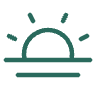 Stylized sunset icon with a rising sun