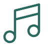 Musical note icon in teal color