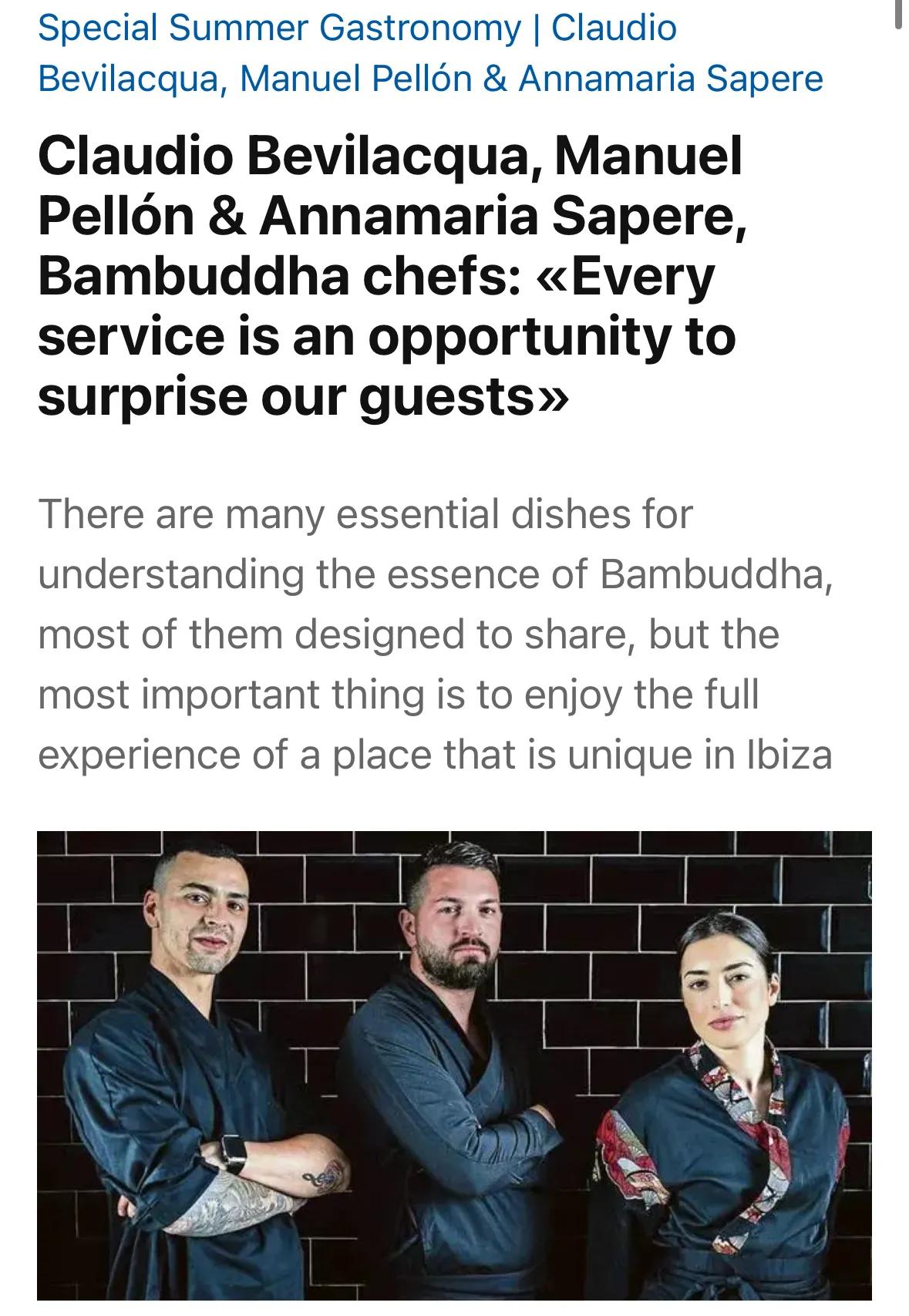 Chefs from Bambuddha Ibiza discussing their culinary philosophy.