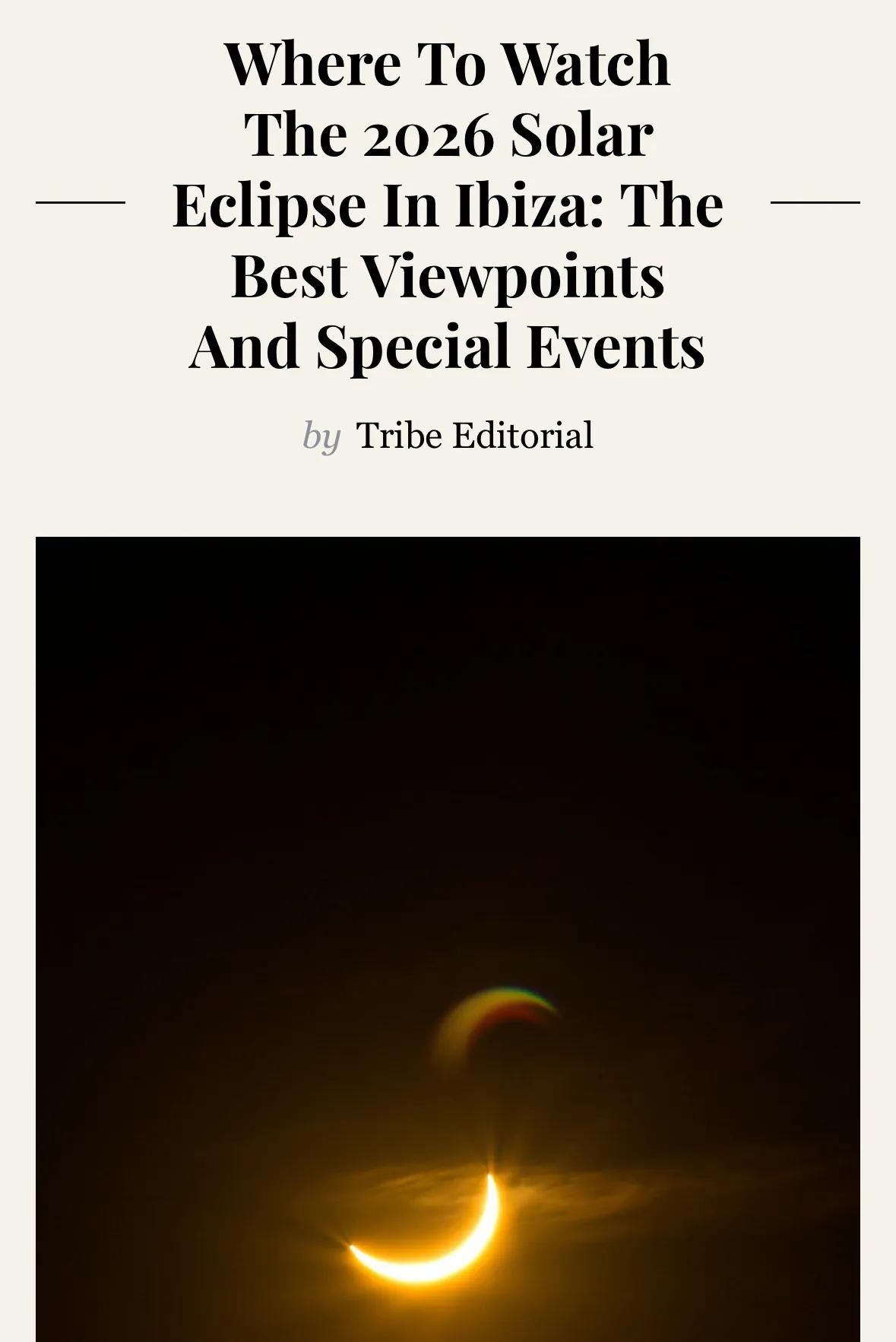 Solar eclipse view with crescent shape in the sky