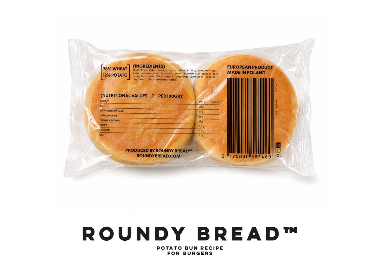 Emballage de pain rond pour burgers, contenant quatre petits pains