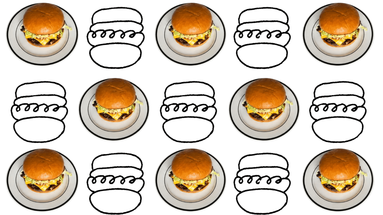 Hamburgers garnis sur des assiettes blanches