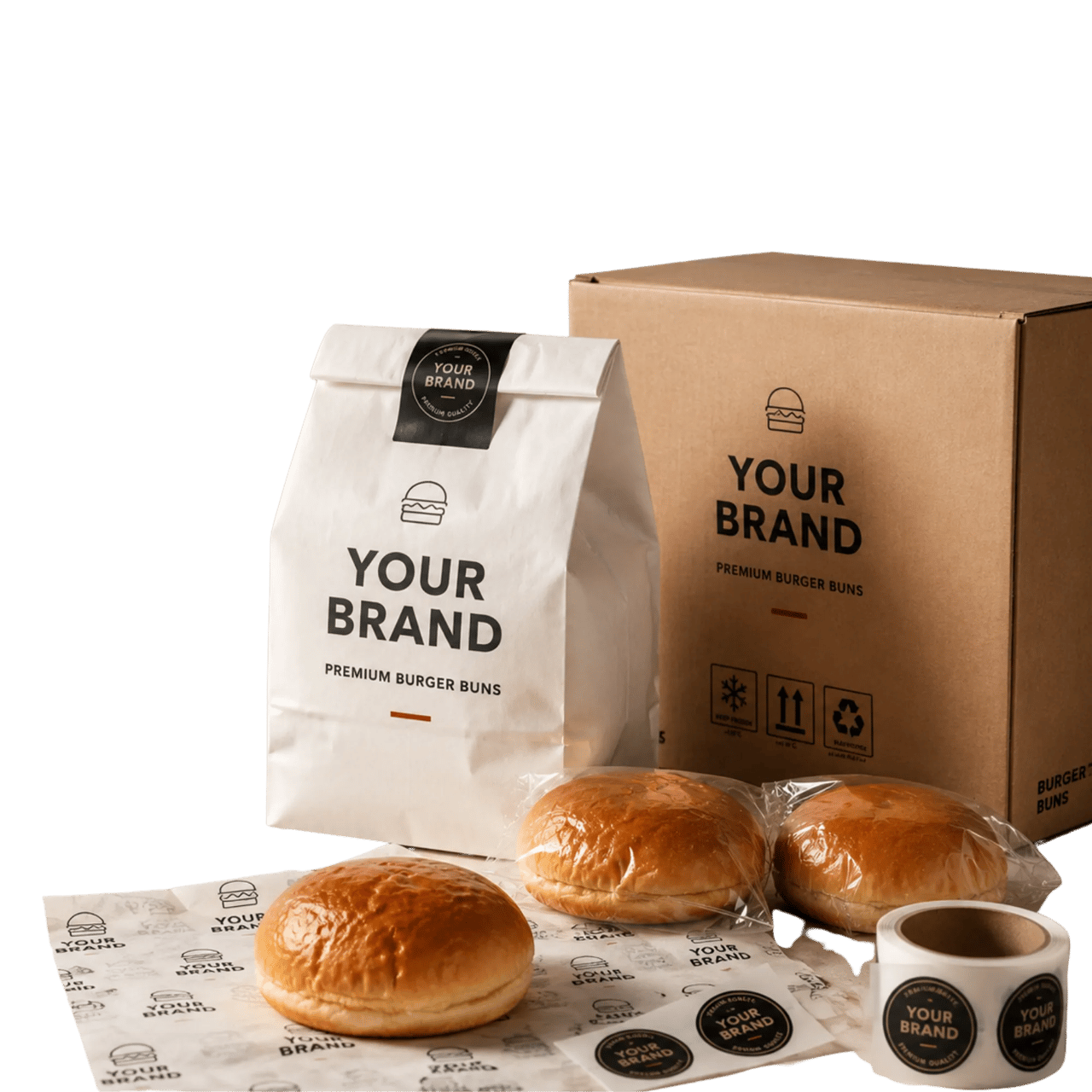 Emballage de pains à burger avec logo de marque