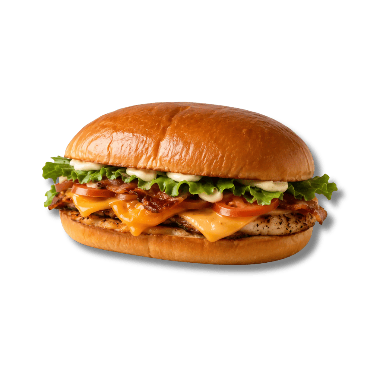 Sandwich au poulet avec bacon, fromage et légumes