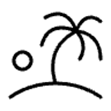 Simple illustration of a palm tree and sun